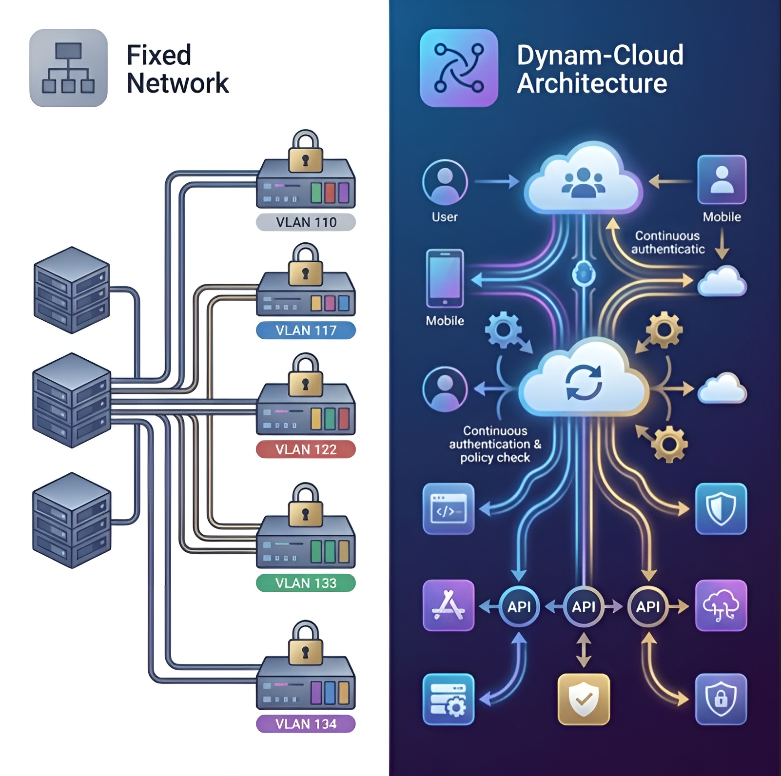 Legacy NAC vs Zero Trust NAC comparison diagram